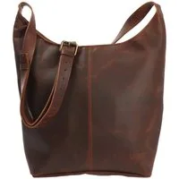 LECONI Schultertasche große Umhängetasche Beuteltasche Damentasche Shopper Echt Leder LE0055, Echtleder – Reißverschlussfach innen & außen – 34×34×11 cm