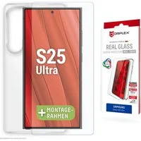 Displex Displayschutzglas Real Glass Screen Protection inkl. Case für Samsung Galaxy S25 Ultra, Displayschutzfolie, Schutzfolie, Bildschirmschutz, kratz- & stoßfest