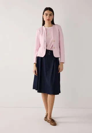 MORE & MORE - Blusenshirt mit Kontrastabschlüssen rosa - Gr. - 42