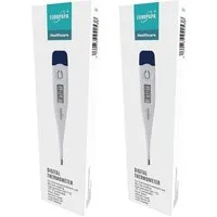 EUROPAPA Fieberthermometer 2 Stück Digitales Fieberthermometer für Babys, 2-tlg., Kinder und Erwachsene, Thermometer für oral, axillar oder rektal, wasserdicht mit Fieberalarm