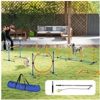 PawHut Agility-Hürde 7-teilig, für Hundetraining, Kunststoff, Hunde-Agility-Set (7-tlg) mit Slalomstangen, Sprunghoop, 2 Bälle, Hürden, für Spiele, Training