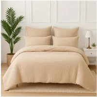 Wolkenfeld Bettwäsche Wolkenfeld Premium Musselin mit Reißverschluss, Musselin, 4 teilig, aus 100% Baumwolle – Atmungsaktiv & Weich – inkl. Kissenbezug 80x80