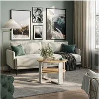 Vicco Couchtisch Romeo, Weiß/Artisan-Eiche, 68 x 68 cm