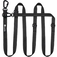 Bluzelle Führleine, Starke Nylon Leine - bis 100 kg, 2 Aluminium Karabiner, Doppel Hundeleine 3m - Große Hunde / 3-in1 Verstellbar / Reflektierend