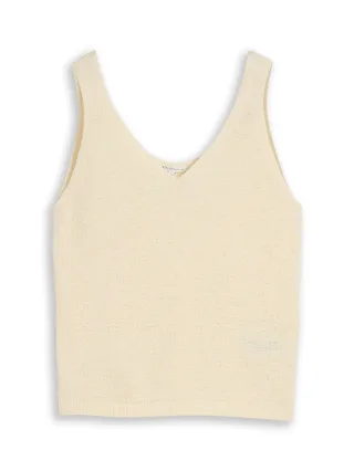 Denim Tom Tailor - Relaxed Fit Stricktop mit V-Ausschnitt dove white - Gr. - L