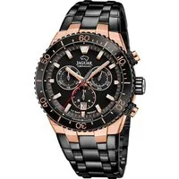 JAGUAR Quarzuhr Jaguar Herrenuhr Edelstahl schwarz Jaguar, (Chronograph), Herren Armbanduhr rund, Edelstahlarmband schwarz