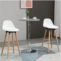 HOMCOM Barhocker 2er-Set Küchenhocker, Barstuhl mit Fußstützen (Tresenstuhl, 2 St., Küchenstuhl), für Esszimmer, Küche, Kunstleder, Weiß, 38,5 x 42,5 x 91 cm