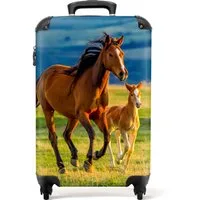 NoBoringSuitcases.com© Hartschalen-Trolley Pferde - Tiere - Landschaft - Sonne - Kinder 55x35x20cm, 4 Rollen, Kinder Koffer Klein, Trolley Handgepäck, Reisekoffer