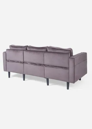 bonprix Samt Sofa, grau, Gr.80x189 cm, 3-Sitzer-Sofa mit Samtbezug