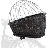 TRIXIE Tierfahrradkorb Hundefahrradkorb für Gepäckträger aus Weide, schwarz - schwarz - 35 ×