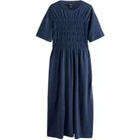 Next Midikleid Gerafftes T-Shirt-Midikleid mit kurzen Ärmeln (1-tlg)