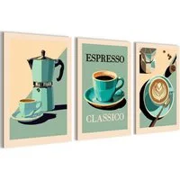 Novart Wandbild Küchenbilder Kaffee Retro Bilder Küche Esszimmer Cafe Bar Deko, made in Germany, moderne Wandbilder, Küche