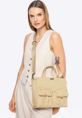 Wittchen Damen-Handtasche aus Baumwollmischgewebe, Beige
