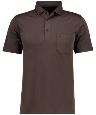 RAGMAN - Polo button short sleeve solid mokka - Gr. - XL