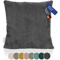 Lycce Dekokissen Kissenbezug aus trendigem Cordstoff (40x40cm), dunkelgrau