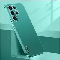 Wigento Handyhülle Für Samsung Galaxy S25 Ultra Feinmattes Metall Optik Design Hülle Grün, Mikro-frostige Metallic-Lackierung, stilvolles Design