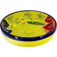 Kaladia Multireibe Reibeschüssel in Grün & Blumen, Keramik, handbemalte Küchenreibe - Made in Spain