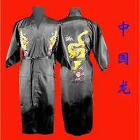 Yudu Badkommode Kimono Mantel mit Drachen-Stickereien Unsix Schwarz