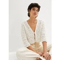 bonprix Ajourstrickjacke bequeme Passform, 3/4-Ärmel, Ajour-Bolero