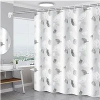 FOUORTUNATE-BEE Duschvorhang Blätter Duschvorhang Anti-Schimmel Wasserdichter Duschvorhang Breite 180 cm (Badewanne Vorhang Schnell Trocknend für Badezimmer, Duschvorhang Waschbar mit 13 Ringen)