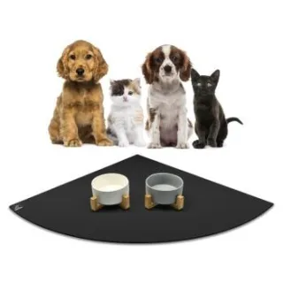 SANOZOO ® - Napfunterlage Eckrund - Öko-Tex und Made in Germany schwarz 60 cm, 60 cm