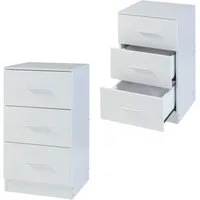 en.casa Nachttisch, »Aurdal« 2er Set 66 x 37 x 34,5 cm Weiß, hochglänzend