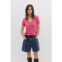 No Matter What T-Shirt Basic-T-Shirt aus Leinen mit V-Ausschnitt
