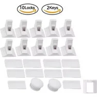 Montegoni Kindersicherung 10x Baby Magnet Schrankschloss mit 2 Schlüsseln Kindersicherung, Unsichtbar, magnetisch, selbstklebend, ohne Bohren, mit 2 Schlüsseln