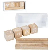 Levandeo® Countdown Kalender, Würfel Countdown Kalender Holz Natur Weiß Holzkalender