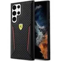 Ferrari Handyhülle Case Samsung Galaxy S23 Ultra Ferrari Carbon-Look Logo 6,8 Zoll, Kantenschutz