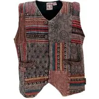 Guru-Shop Strickjacke Goaweste, Psytrance Patchwork Herren Weste -.. alternative Bekleidung