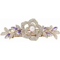 The Beauty House Haarspange Elegante Haarklammer mit Perle und Strassblüte, stilvoller Haarschmuck & Haarclips für festliche Frisuren