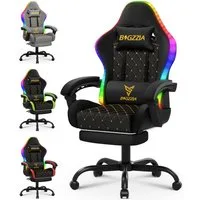 ZAISZE Gaming-Stuhl Bürostuhl Gaming Chair mit LED Lichtleiste, Gamer Stuhl, Ergonomischer Bürostuhl,Kopfstütze und Lendenstütze