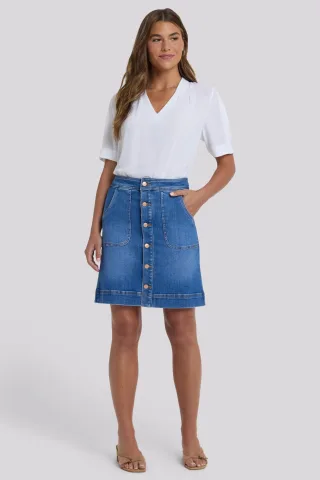 Hohe Taille A-Linien Utility Jeansrock