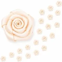 Creativery Streudeko, Satinrosen 15mm zum Basteln & Aufnähen 20 Stück Champagner