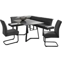 OTTO home Eckbankgruppe Tisch, Bank und 2 Stühle, Taschenfederkern, (Set, 4-tlg), Tisch (140x90cm) schwarz, Bank und Stühle anthrazit oder beige