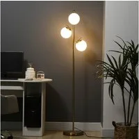 HOMCOM Stehlampe Standleuchte mit 3 E27 Fassungen aus Stahl und Glas, Metall, Glas Ø27 x 169 cm
