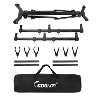 ZANLURE Adjustable Carp Fishing Rod Pod Kit 70-130cm Aluminum Stand Holder with Buzz Bars Rod Rests Carry Bag