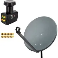 PremiumX SAT Anlage 80cm Satellitenschüssel Quad LNB 8x F-Stecker SAT-Antenne
