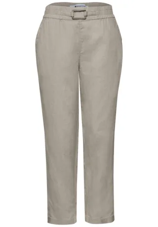 Street One - Loose Fit Stoffhose in 7/8-Länge mit Gürteldetail beige - Gr. - 28