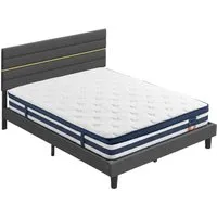 VASAGLE Polsterbett Bettgestell, hochtragfähig, robust, in 3 Größen verfügbar, Polsterbett und Matratze Set, mit Stauraum 180x200 cm