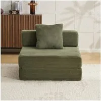 Vankel Loungebett Sofas Wohnzimmer, Sessel mit Schlaffunktion aus Cord faltbar, 1-Sitzer Schlafsessel, platzsparend, bequem und ohne Montage