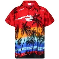 King Kameha Hawaiihemd "Beach" Funky Hawaii-Hemd Herren Kurzarm Front-Tasche Stylish