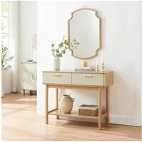 en.casa Konsolentisch, »Ferrersp« mit 2 Schubladen 100x40x80 cm Eicheoptik/Sandfarben