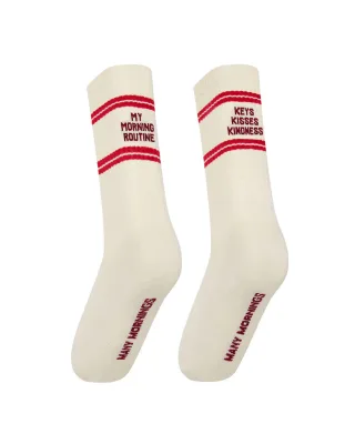 many mornings - Socken - Kind Routine rot/weiß - Gr. - 42