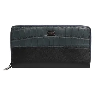 Schwarze Blaue Exklusive Leder Herren Continental Clutch Geldbörse