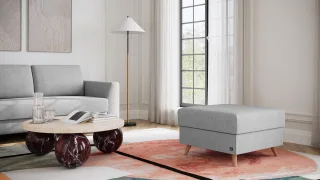 BRUNO Hocker 70x70 in Silver Grey Grau | Gemütliche Ablage und praktische Aufbewahrung