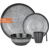 Moritz Geschirr-Set Camping Geschirr Stone Grey 4-teilig