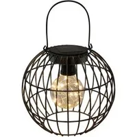 Dehner LED Solarleuchte Solar-Laterne, Lichtfarbe warmweiß, Ø 20.5 cm, Höhe 17.5 cm, Metall, Warmweiß