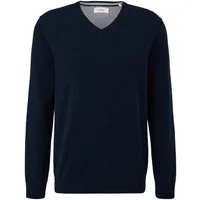 s.Oliver V-Ausschnitt-Pullover Pullover (1-tlg) V-Ausschnitt, langarm, Logo-Stickerei